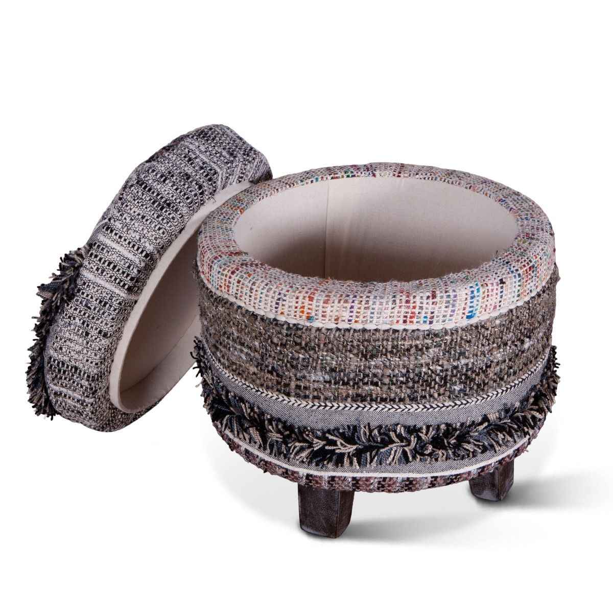 Marrakech 18" Accent Storage Stool in Moroccan Fluffy Black by Home Trends & Design at Eve Furniture