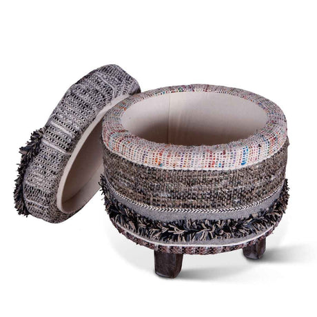 Marrakech 18" Accent Storage Stool in Moroccan Fluffy Black by Home Trends & Design at Eve Furniture