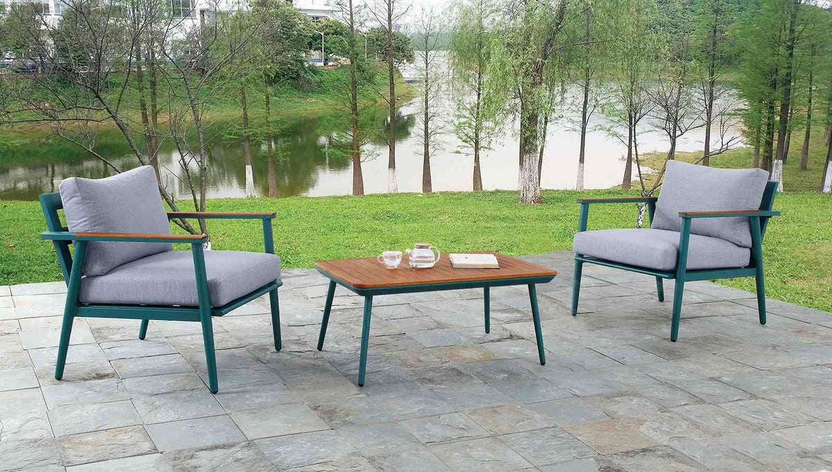 Marsha Gray/Green/Oak 3-Piece Outdoor Set by Furniture of America at Eve Furniture