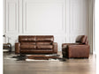 Marsicano Cognac Real Italian Leather Sofa & Loveseat by Furniture of America at Eve Furniture