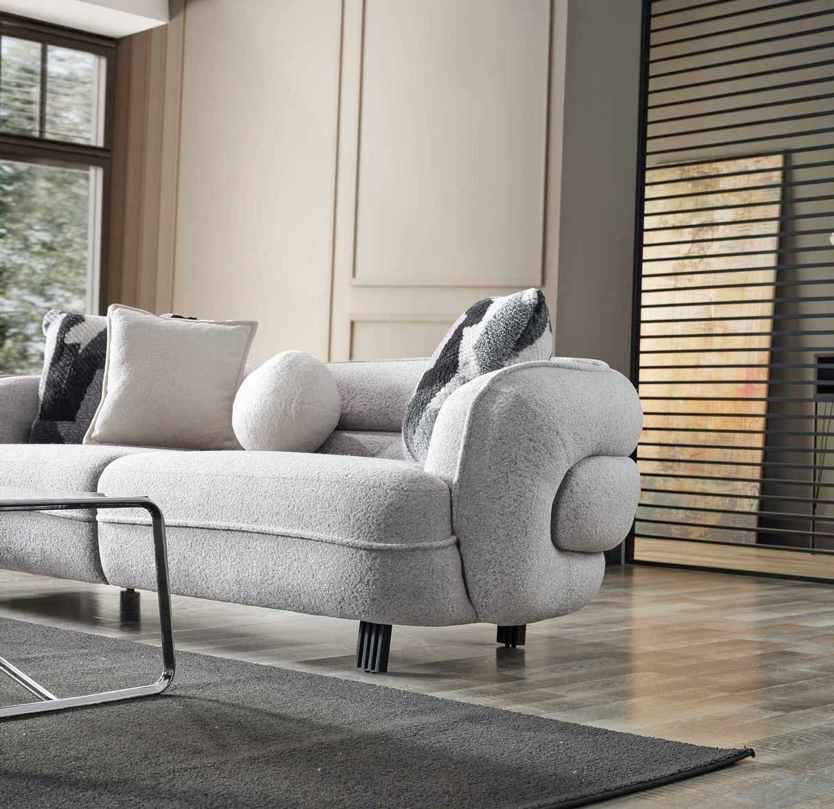 Marsilya Gray 4-Piece Living Room Set (2 Sofa & 2 Chair) by Furnia at Eve Furniture