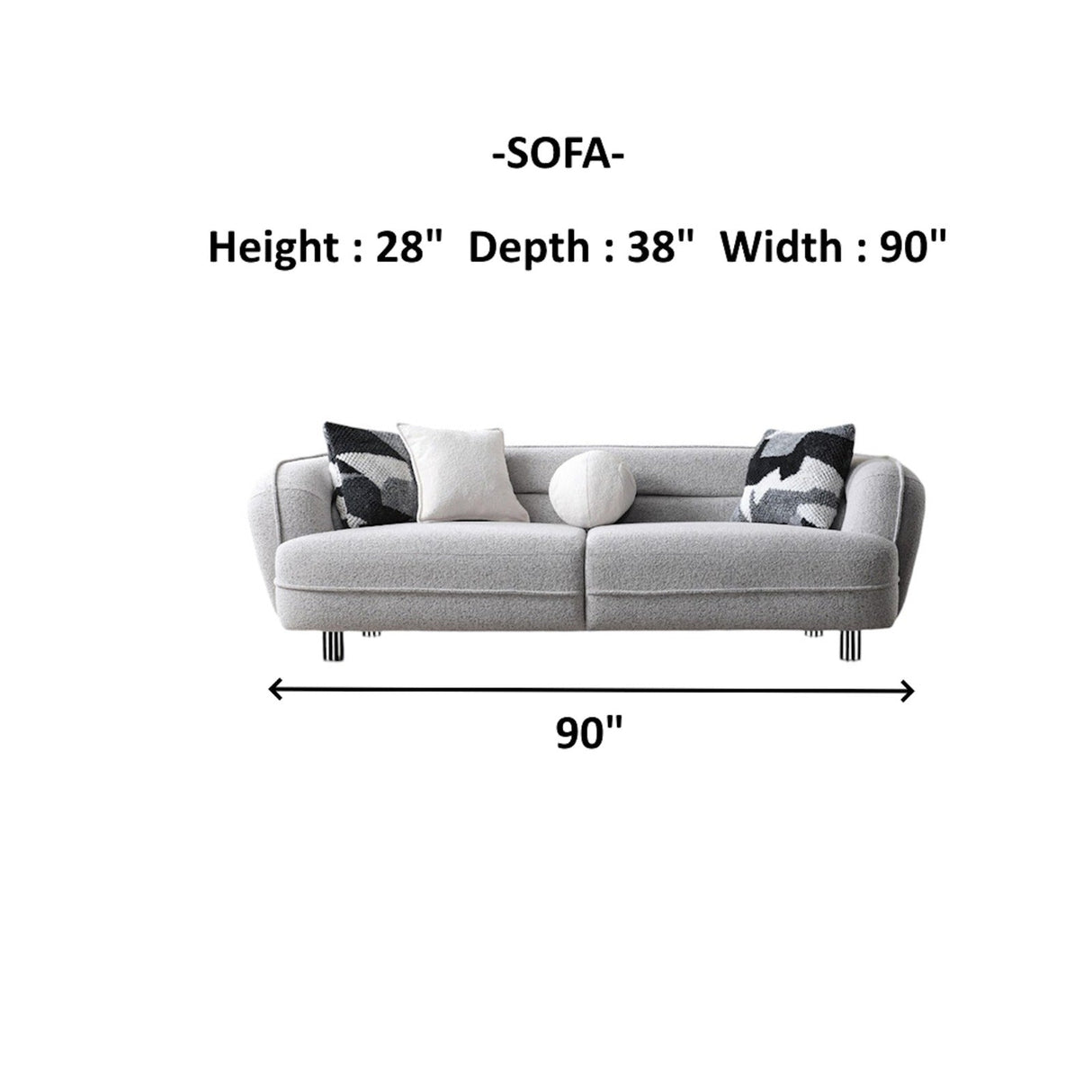 Marsilya Grey 4-pieces Livingroom Set by Furnia at Eve Furniture