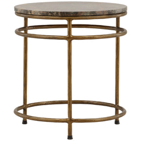 Marston Side Table, Brown/Green Marble by Dovetail at Eve Furniture