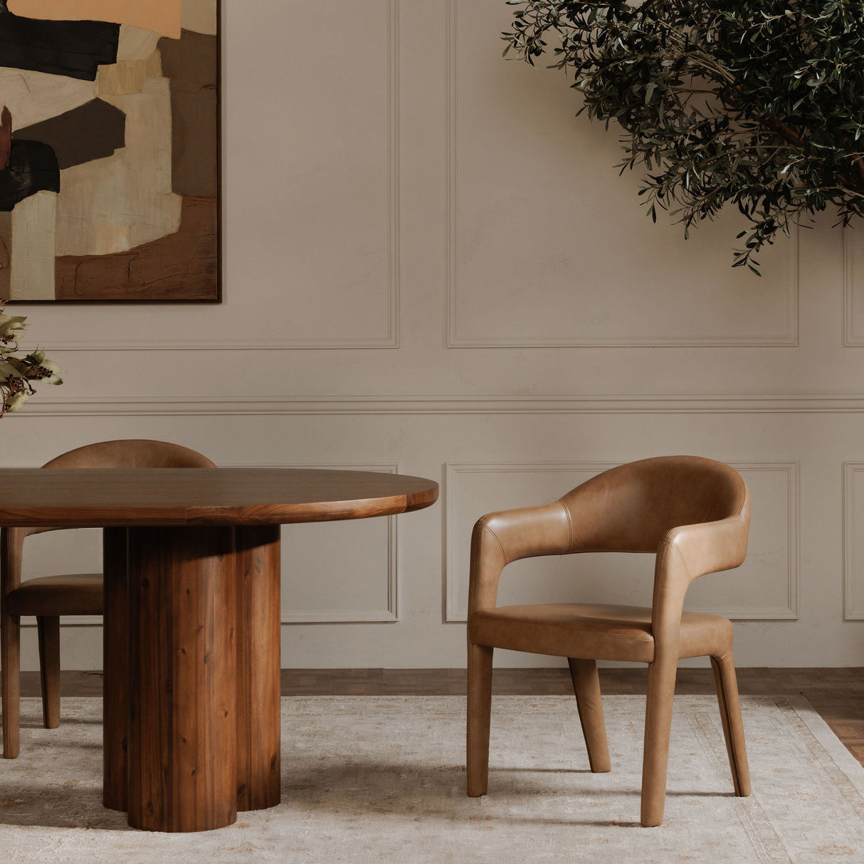 Martens Brown Leather Dining Chair by MOES at Eve Furniture