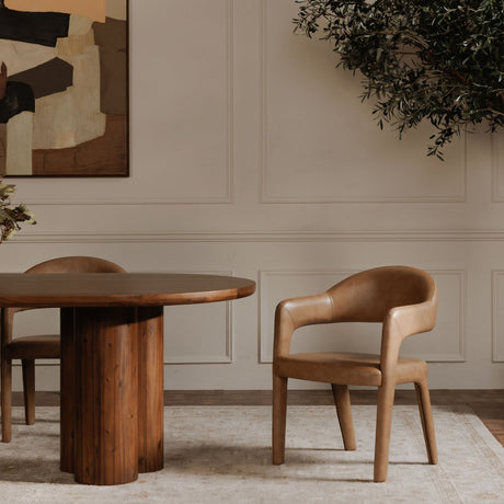 Martens Brown Leather Dining Chair by MOES at Eve Furniture