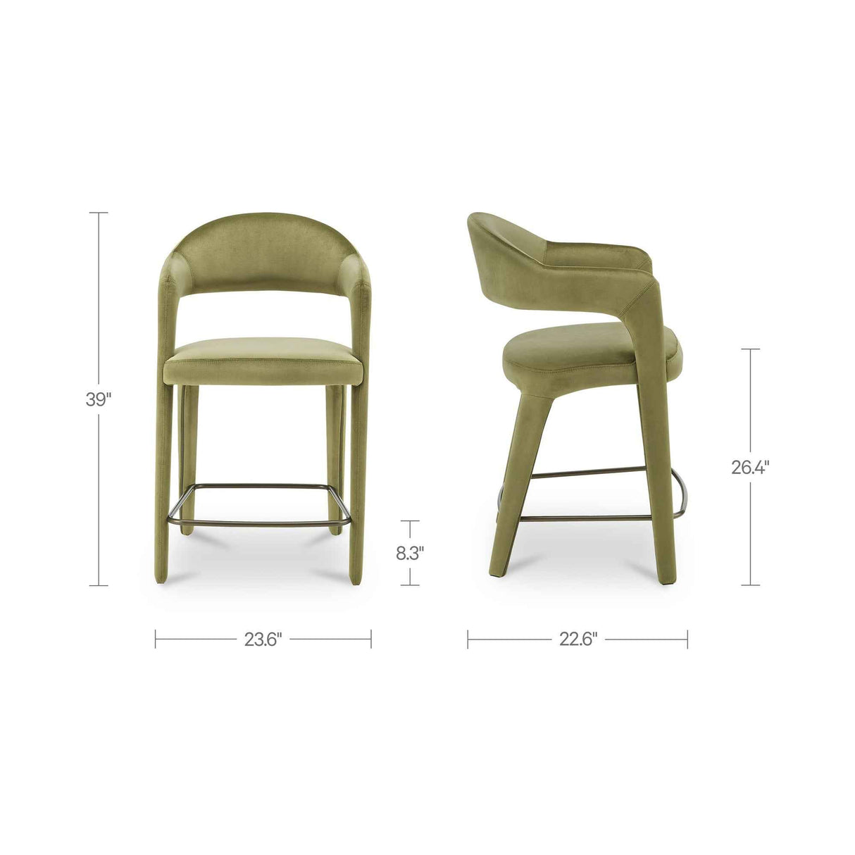 Martens Green Counter Stool Velvet by Moe's Home at Eve Furniture