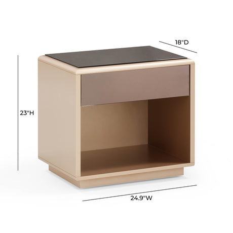 Martha Taupe Mirrored Nightstand by TOV Furniture at Eve Furniture