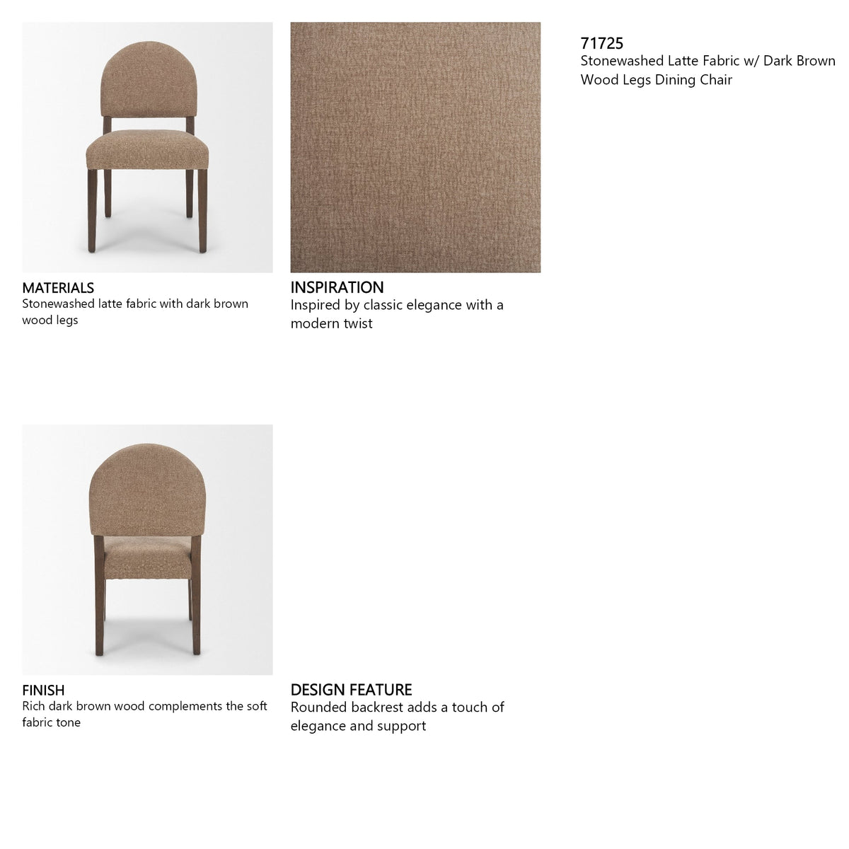 Martie Rounded Back Dining Side Chair | Fabric w/ Wood, Set of 2 by Mercana at Eve Furniture