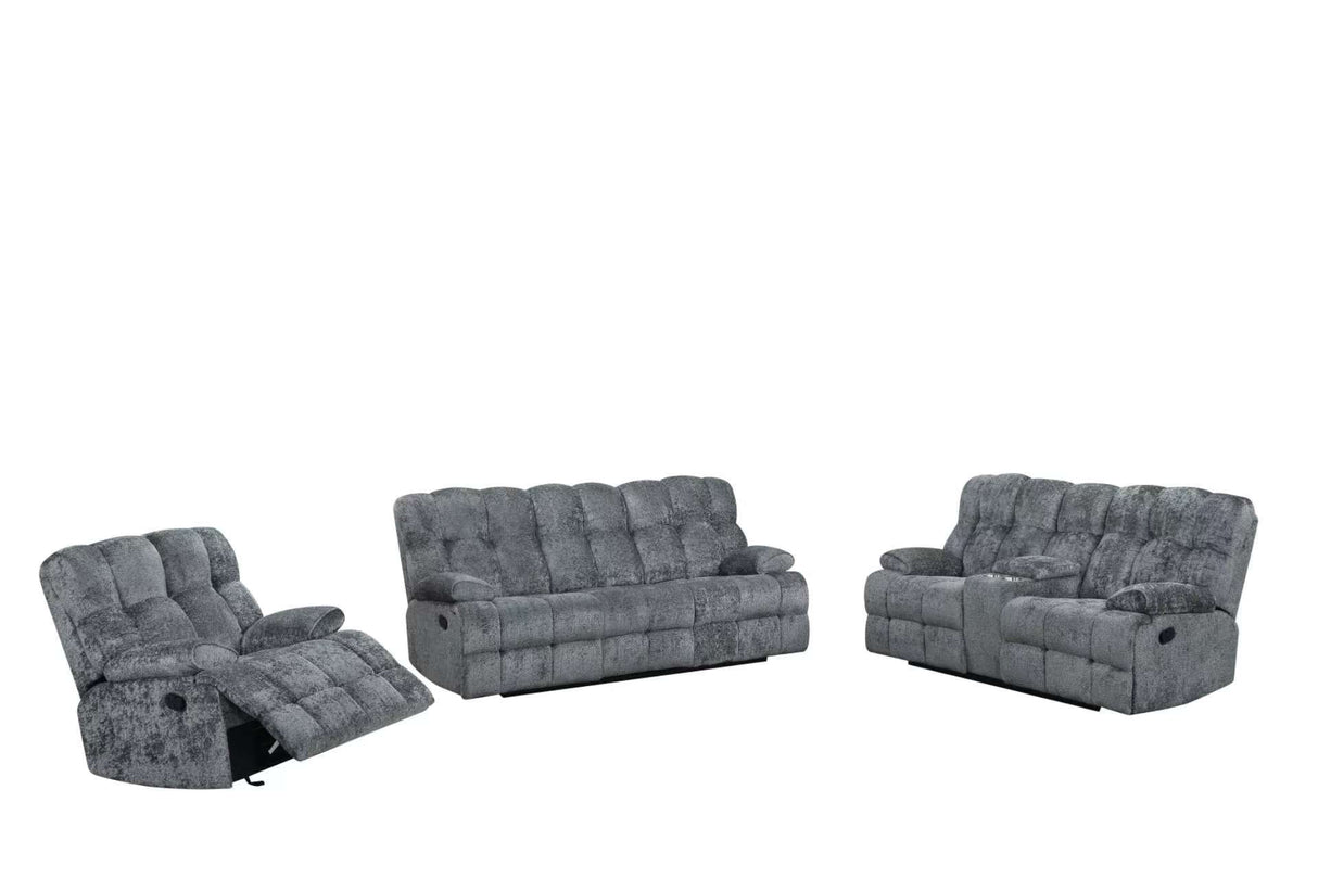 Martina Charcoal 3-Piece Reclining Set by Happy Homes at Eve Furniture
