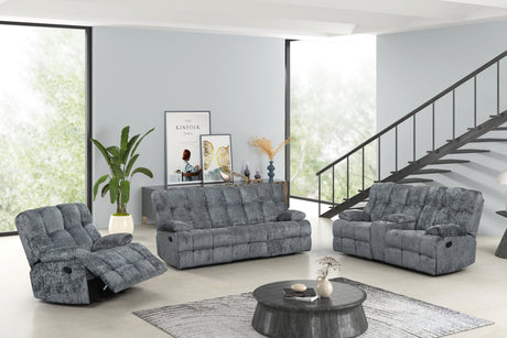 Martina Charcoal 3-Piece Reclining Set by Happy Homes at Eve Furniture