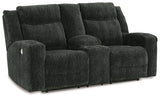 Martinglenn Ebony Power Reclining Loveseat with Console