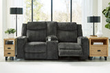 Martinglenn Ebony Power Reclining Loveseat with Console