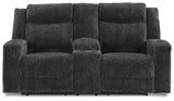 Martinglenn Ebony Power Reclining Loveseat with Console