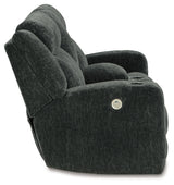 Martinglenn Ebony Power Reclining Loveseat with Console