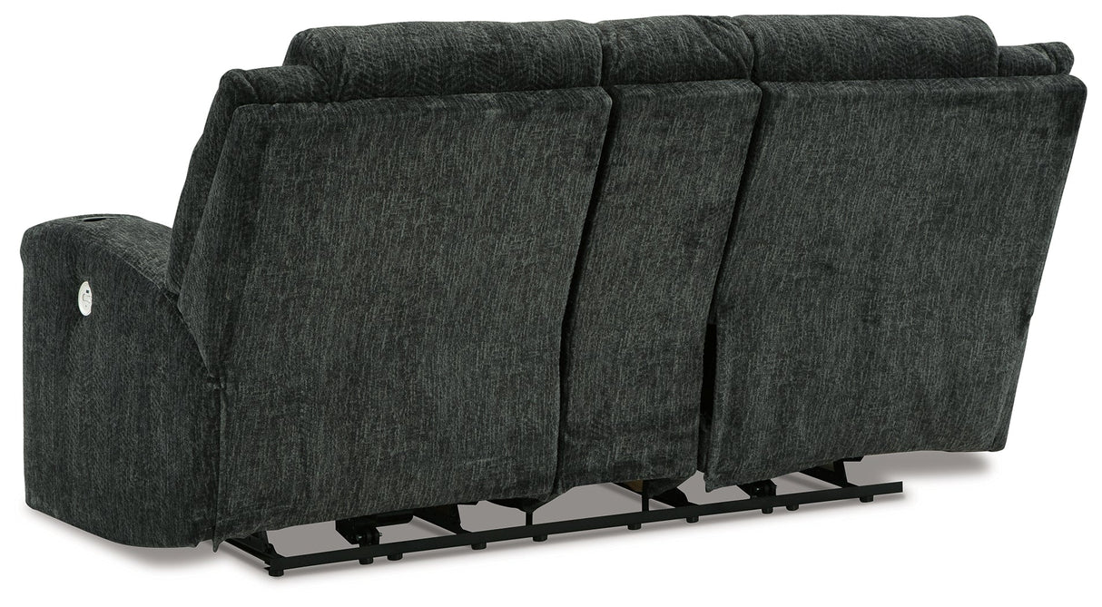 Martinglenn Ebony Power Reclining Loveseat with Console