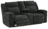 Martinglenn Ebony Reclining Loveseat with Console