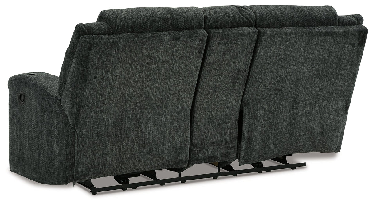 Martinglenn Ebony Reclining Loveseat with Console