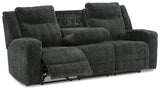 Martinglenn Ebony Reclining Sofa with Drop Down Table