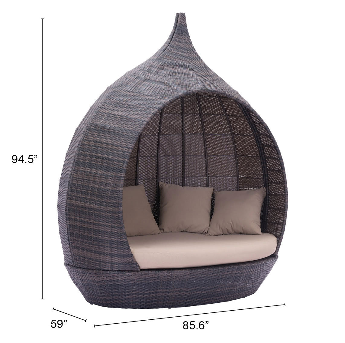 Martinique Brown & Beige Outdoor Beach Daybed by Zuomod at Eve Furniture