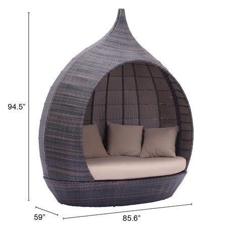 Martinique Brown & Beige Outdoor Beach Daybed by Zuomod at Eve Furniture