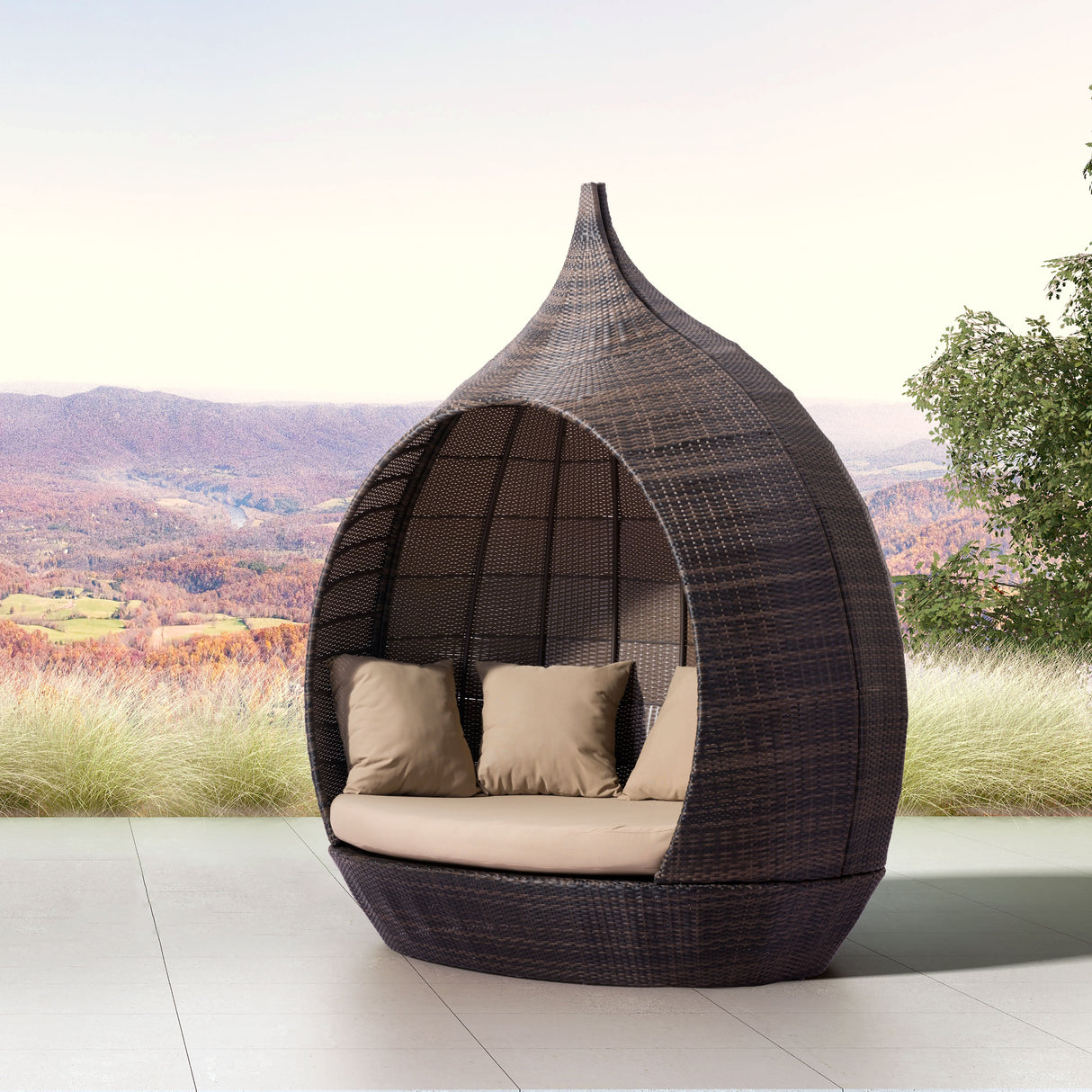 Martinique Brown & Beige Outdoor Beach Daybed by Zuomod at Eve Furniture