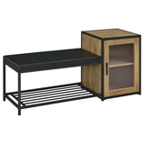 Martino Mango and Black Shoe Storage Entryway Bench with Cabinet by Coaster at Eve Furniture