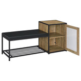 Martino Mango and Black Shoe Storage Entryway Bench with Cabinet by Coaster at Eve Furniture