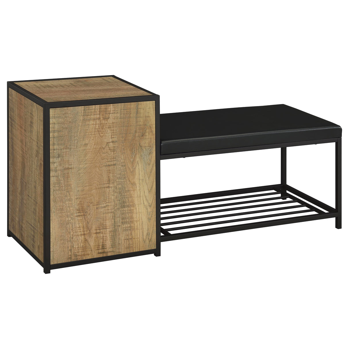 Martino Mango and Black Shoe Storage Entryway Bench with Cabinet by Coaster at Eve Furniture