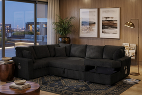 Marvell Black 3-Piece Corduroy Sectional by Homelegance at Eve Furniture