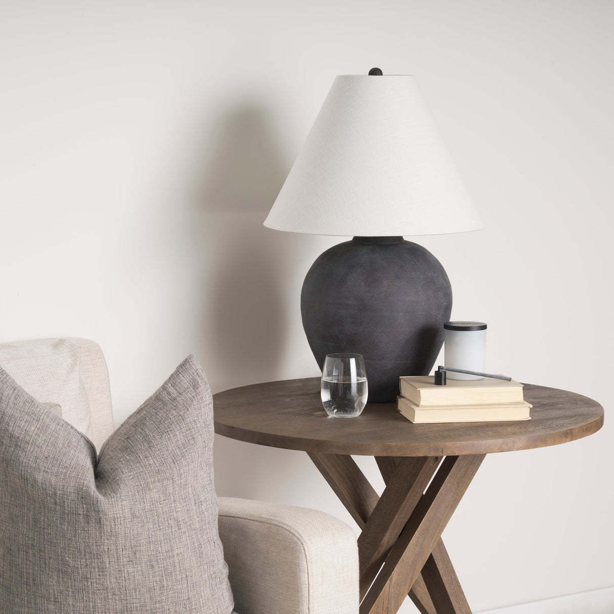 Marvin Black Ceramic Table Lamp by Mercana at Eve Furniture