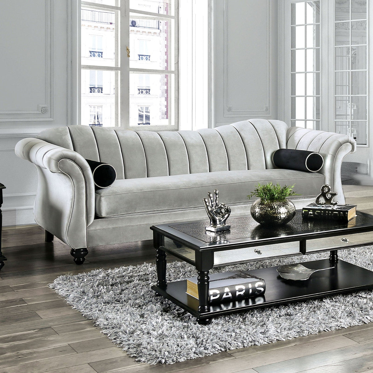 Marvin Pewter Sofa & Loveseat by Furniture of America at Eve Furniture
