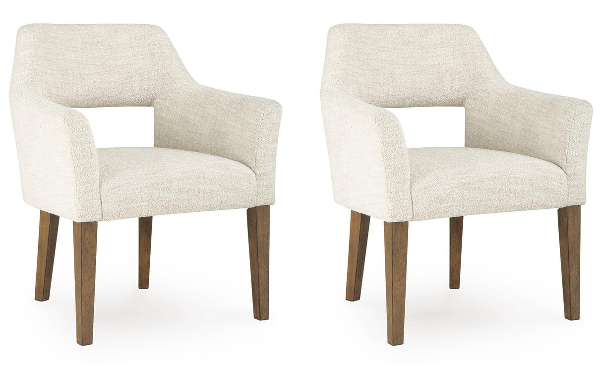Marxmore Beige/Brown Dining Arm Chair, Set of 2