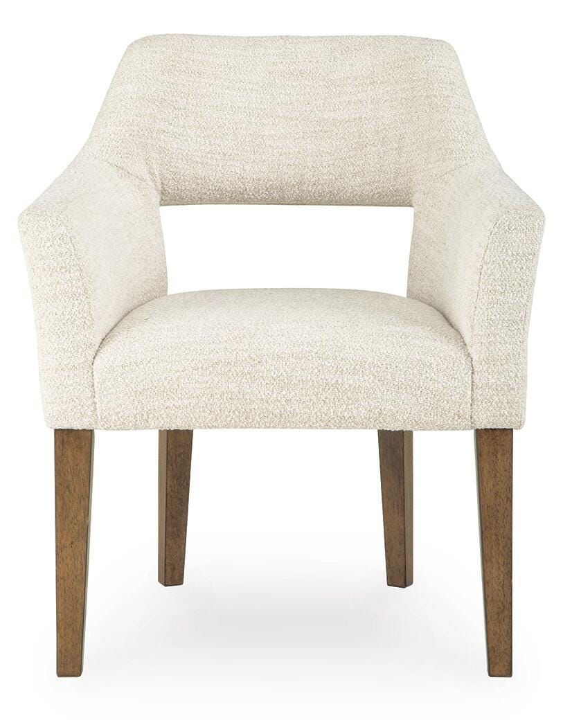 Marxmore Beige/Brown Dining Arm Chair, Set of 2