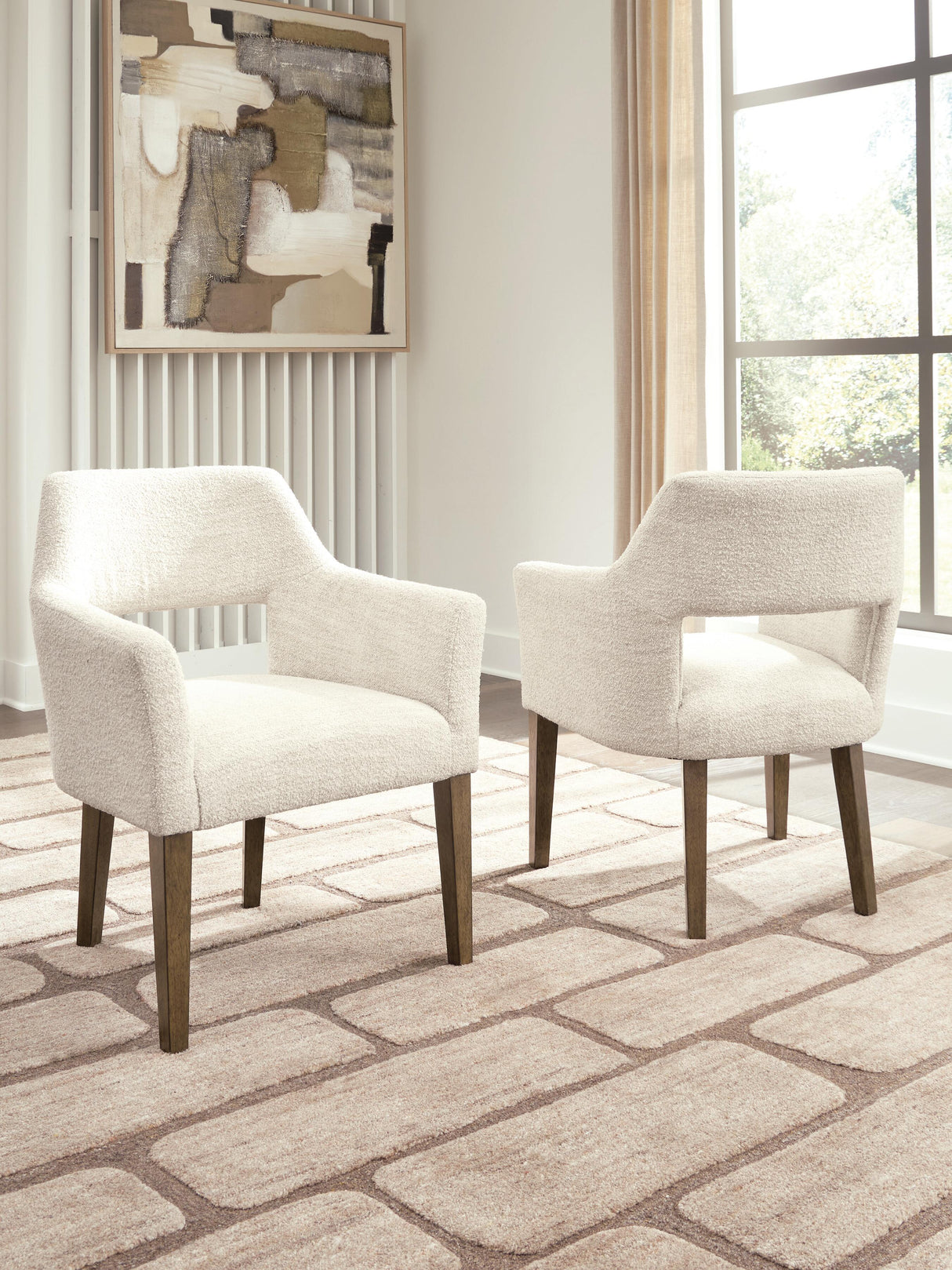 Marxmore Beige/Brown Dining Arm Chair, Set of 2
