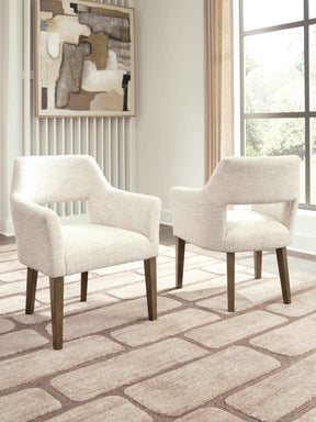 Marxmore Beige/Brown Dining Arm Chair, Set of 2 by Ashley at Eve Furniture