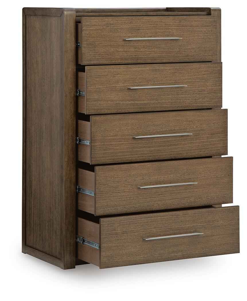 Marxmore Brown Five Drawer Chest by Ashley at Eve Furniture