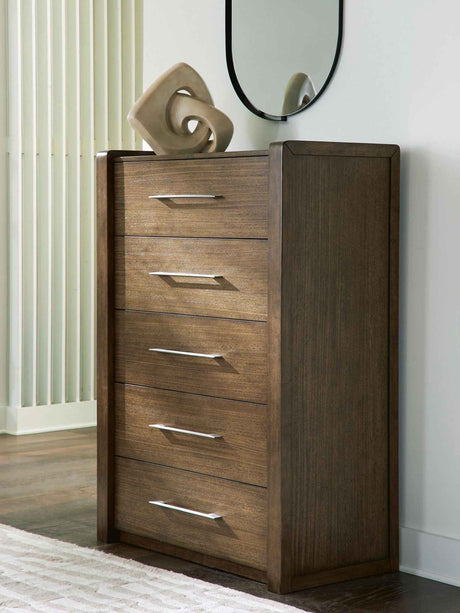 Marxmore Brown Five Drawer Chest by Ashley at Eve Furniture