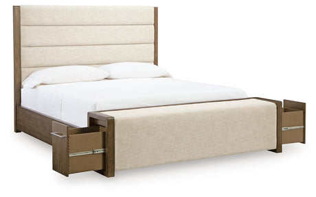 Marxmore Brown Upholstered Storage Panel Bedroom Set by Ashley at Eve Furniture