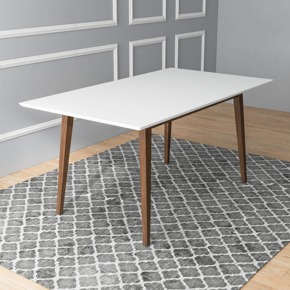 Mary Modern Style Solid Wood Rectangular Dining Kitchen Table 63" by Ashcroft Furniture at Eve Furniture