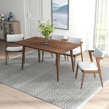 Mary Modern Style Solid Wood Rectangular Dining Kitchen Table Walnut / 63"