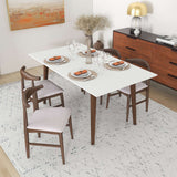 Mary Modern Style Solid Wood Rectangular Dining Kitchen Table White / 63"