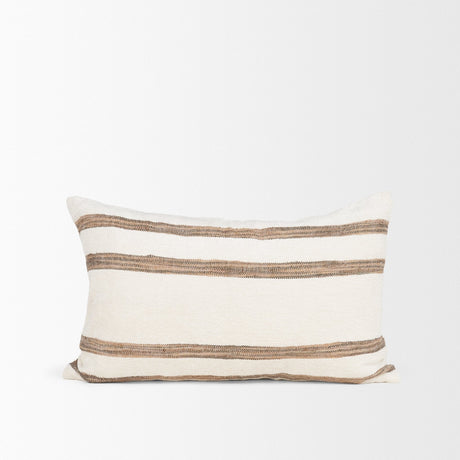 Maryn 13x21 Lumbar Cream w/ Brown Stripes Decorative Pillow Cover by Mercana at Eve Furniture