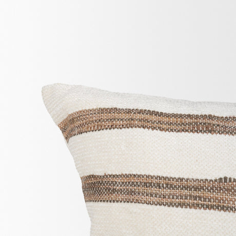 Maryn 14x26 Lumbar Cream w/ Brown Stripes Decorative Pillow Cover by Mercana at Eve Furniture