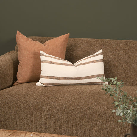 Maryn 14x26 Lumbar Cream w/ Brown Stripes Decorative Pillow Cover by Mercana at Eve Furniture