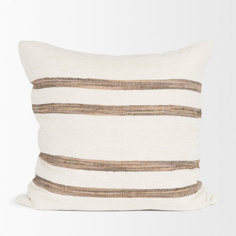 Maryn Square Cream w/ Brown Stripes Decorative Pillow Cover by Mercana at Eve Furniture