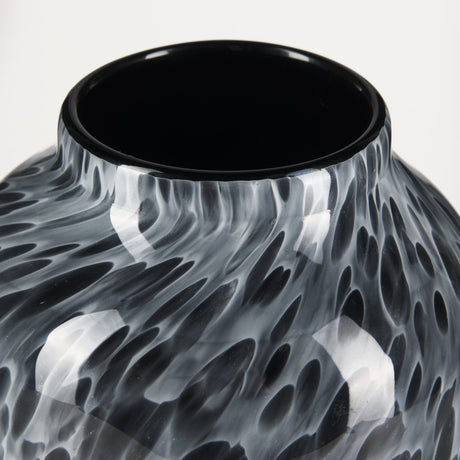 Masai Medium Black Mottled Glass Vase by Mercana at Eve Furniture