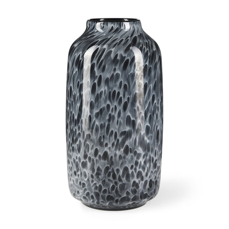 Masai Medium Black Mottled Glass Vase by Mercana at Eve Furniture