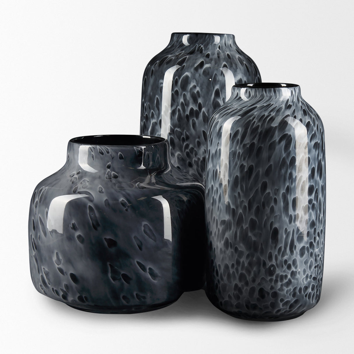 Masai Small Black Mottled Glass Vase by Mercana at Eve Furniture