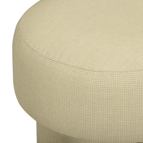 Masha Yellow Homespun Plaid Performance Linen Accent Stool by TOV Furniture at Eve Furniture