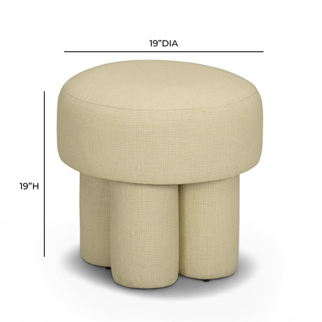 Masha Yellow Homespun Plaid Performance Linen Accent Stool by TOV Furniture at Eve Furniture